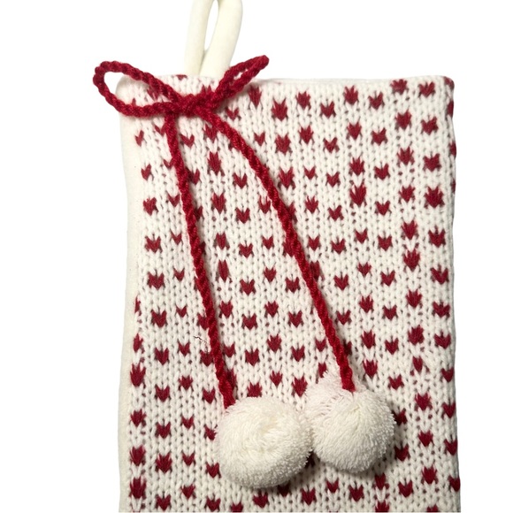 🎄 Hobby Lobby Stocking Set (x5) 21” Knit w/ Poms Red White - Picture 2 of 6